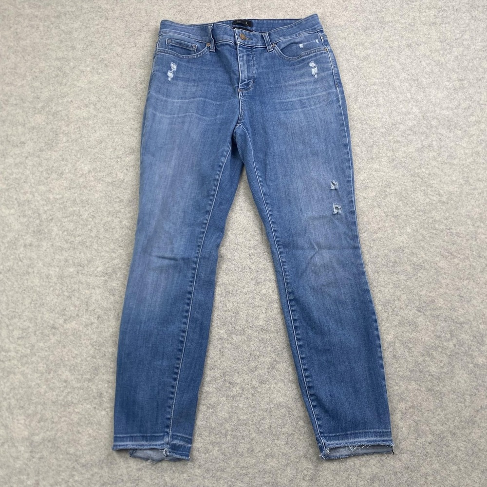 NYDJ Ami Skinny Ankle Jeans Womens 10 (29x26) Blue Distressed Lift Tuck Stretch
